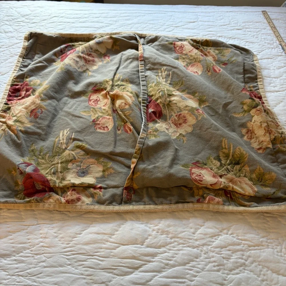 Chaps Home Hudson Valley Blue Gray Floral Standard Pillow Shams Set of 2 Cotton